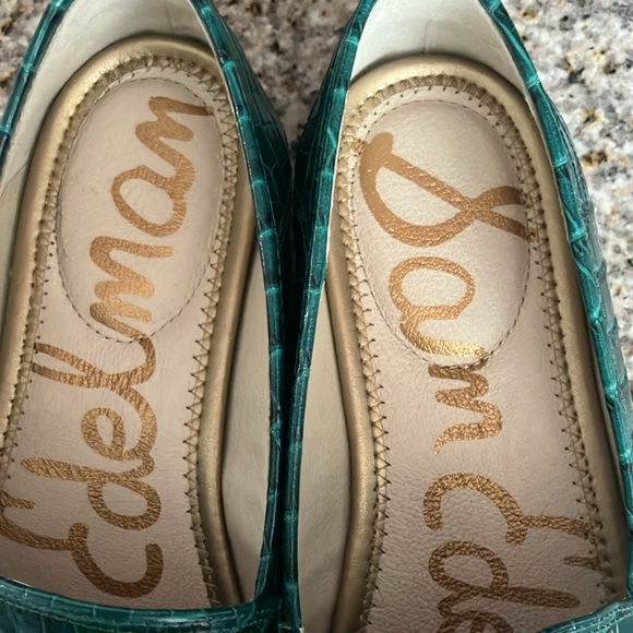Sam Edelman women’s 100%leather  Green Crocodile-Embossed Loafers Size:7